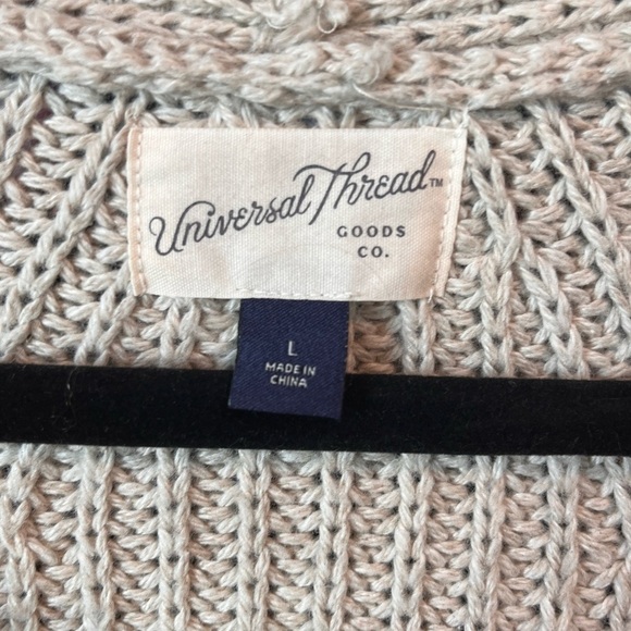 Universal Thread Tan puffed sleeves V-Neck Sweater Ribbed Knit Sz L - Picture 4 of 5